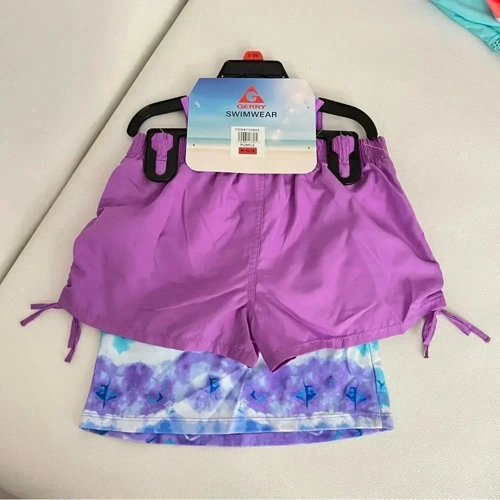 Gerry 3-Piece Tankini & Shorts Swimsuit Set Size M (10/12) UPF Protection Purple